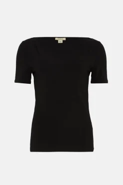 Online Oasis Essential Cotton Short Sleeved Sweetheart Top Black