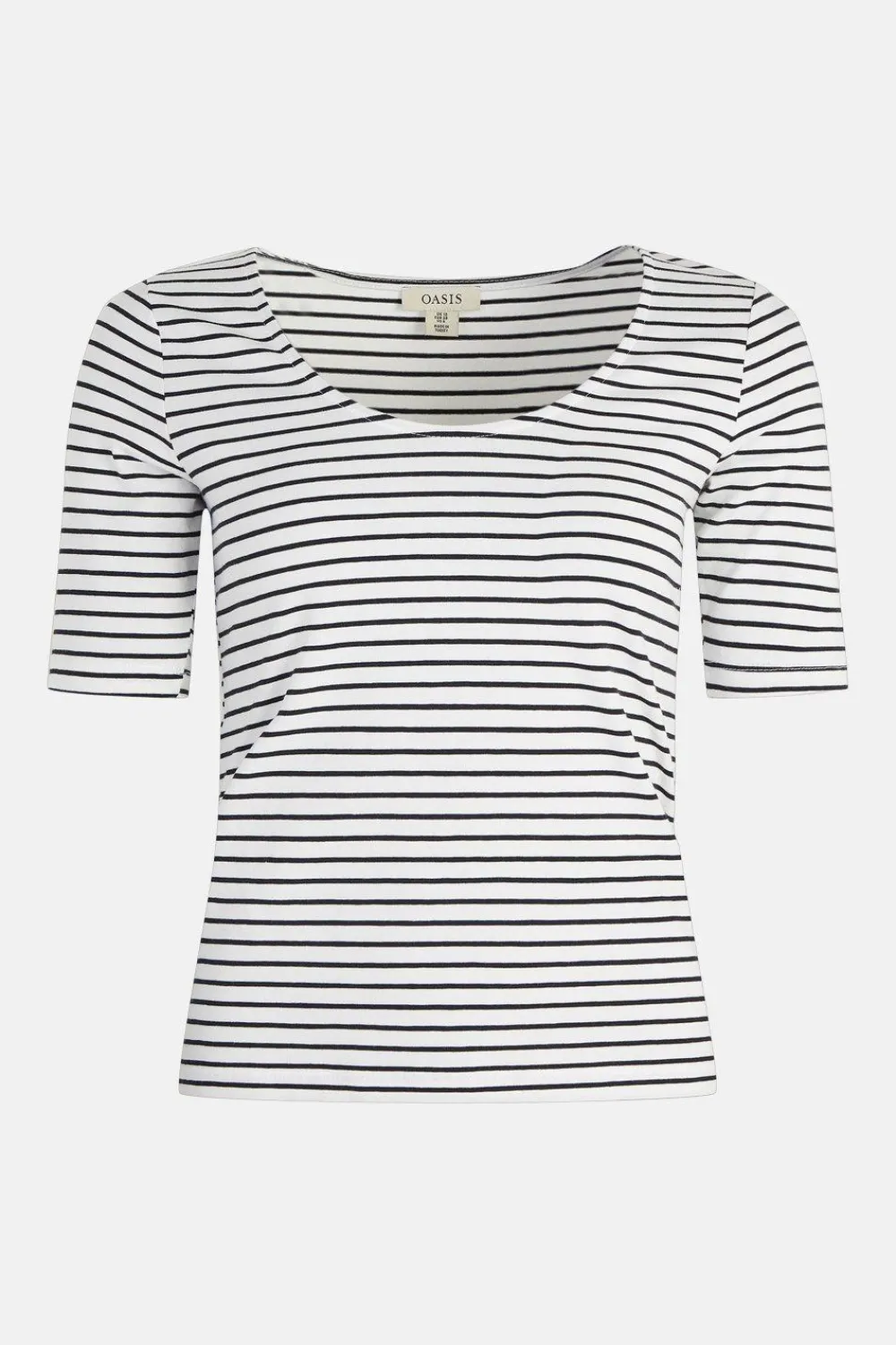 Discount Oasis Essential Cotton Stripe Scoop Neck Top Navy
