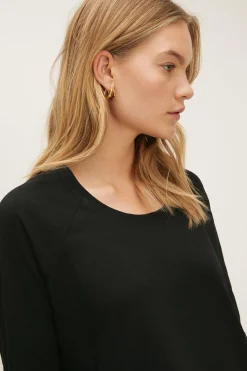Outlet Oasis Essential Scoop Neck Slub Long Sleeve Top Black