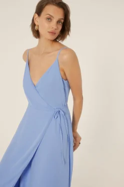 Hot Oasis Essential Strappy Cami Wrap Dress Cornflower