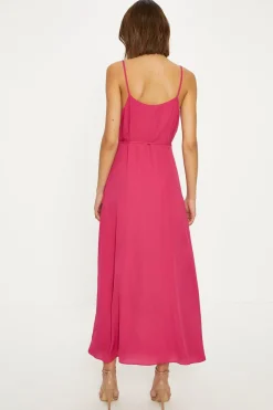 Fashion Oasis Essential Strappy Cami Wrap Dress Hot Pink