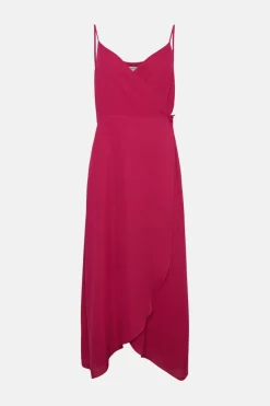 Fashion Oasis Essential Strappy Cami Wrap Dress Hot Pink