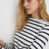 Outlet Oasis Essential Stripe Crew Neck T-Shirt Navy