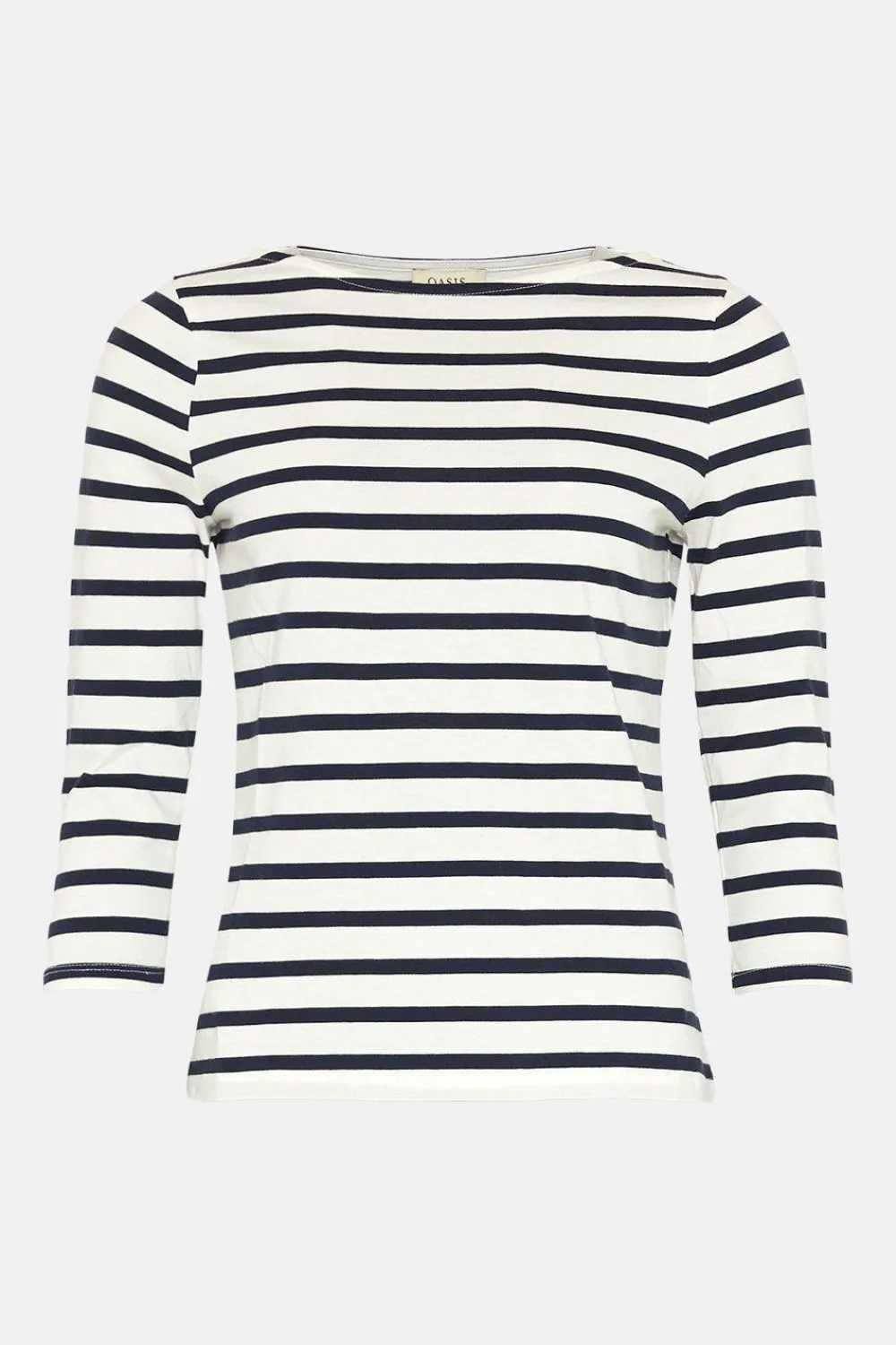 Hot Oasis Essential Stripe Slash Neck T-Shirt Navy