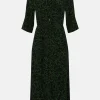 Best Oasis Essential Swirl Printed Belted Shirt Dress Dark Green