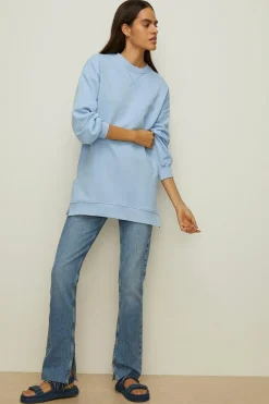 Discount Oasis Essential Tunic Sweat With Side Zips Blue