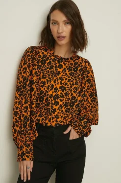 Best Oasis Essential Volume Sleeve Floral Top Orange