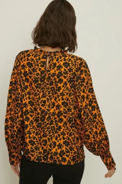Best Oasis Essential Volume Sleeve Floral Top Orange