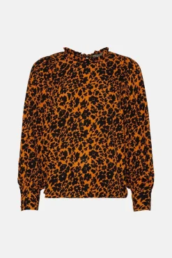 Best Oasis Essential Volume Sleeve Floral Top Orange