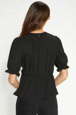 Online Oasis Essential Woven Tea Top Black