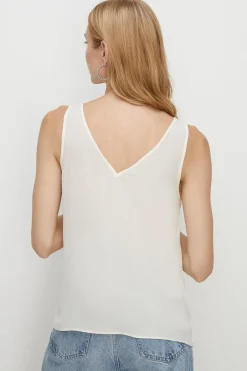 New Oasis Essential Woven V Neck Vest Ivory