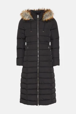 Fashion Oasis Extra Warm Longline Puffer Coat Black