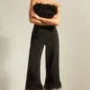 Discount Oasis Faux Feather Hem Tailored Trouser Black