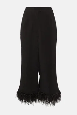 Discount Oasis Faux Feather Hem Tailored Trouser Black