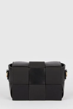 New Oasis Faux Leather And Suede Weave Detail Bag Black