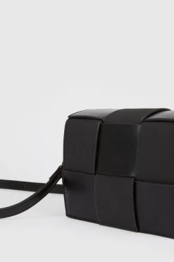 New Oasis Faux Leather And Suede Weave Detail Bag Black