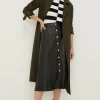 Hot Oasis Faux Leather Button Detail Midi Skirt Black