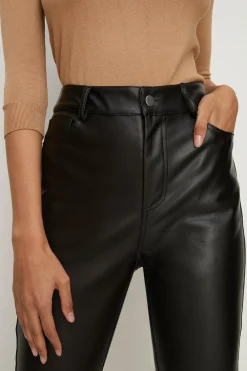 Sale Oasis Faux Leather Skinny Leg Trouser Black