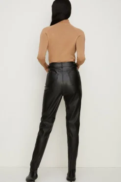 Sale Oasis Faux Leather Skinny Leg Trouser Black