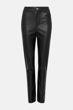 Sale Oasis Faux Leather Skinny Leg Trouser Black