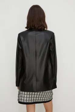Discount Oasis Faux Leather Tailored Blazer Black
