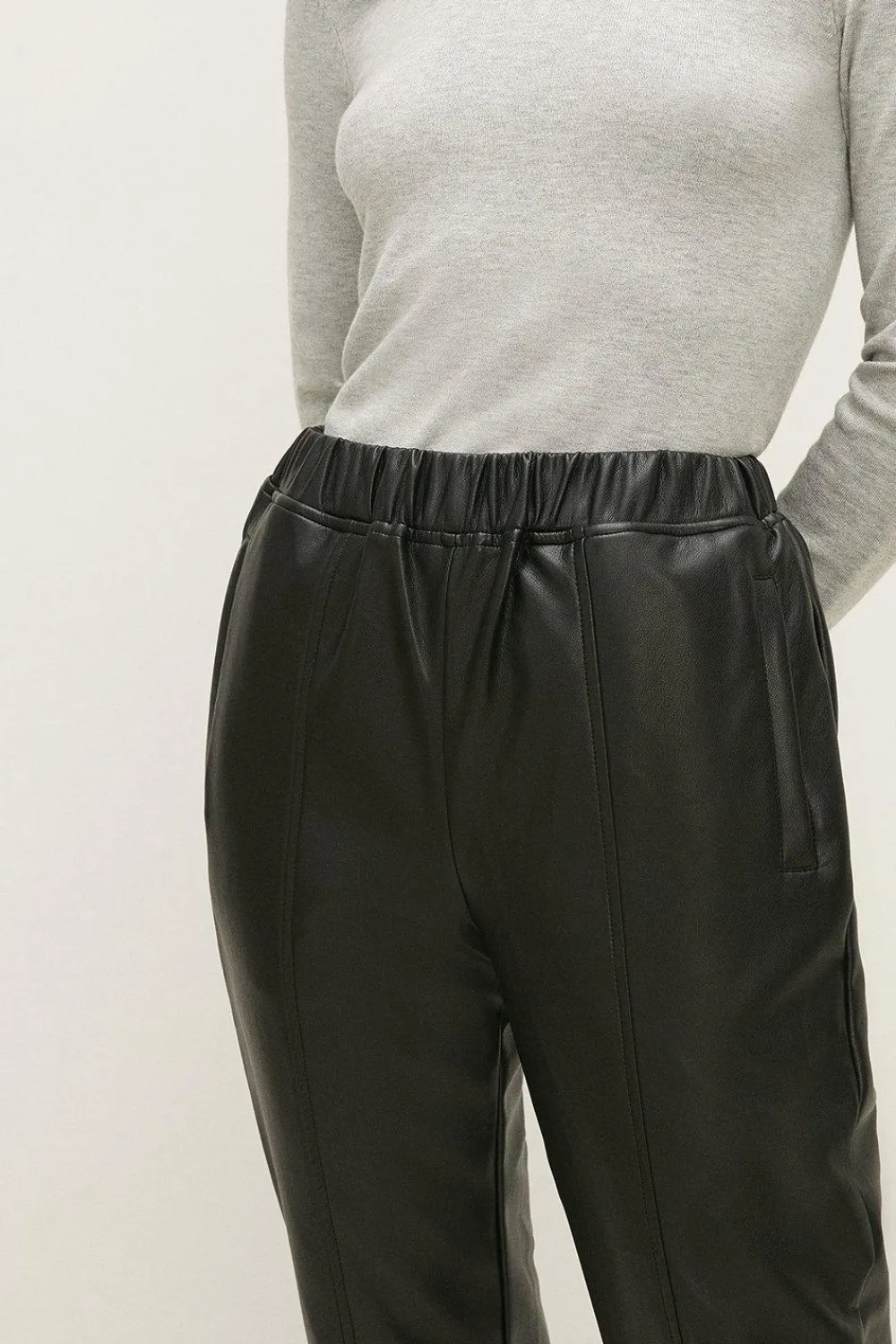 Outlet Oasis Faux Leather Tailored Trouser Black
