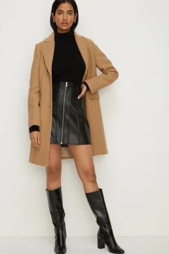 Online Oasis Faux Leather Zip Through Mini Skirt Black
