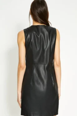 Outlet Oasis Faux Leather Zip Through Dress Black