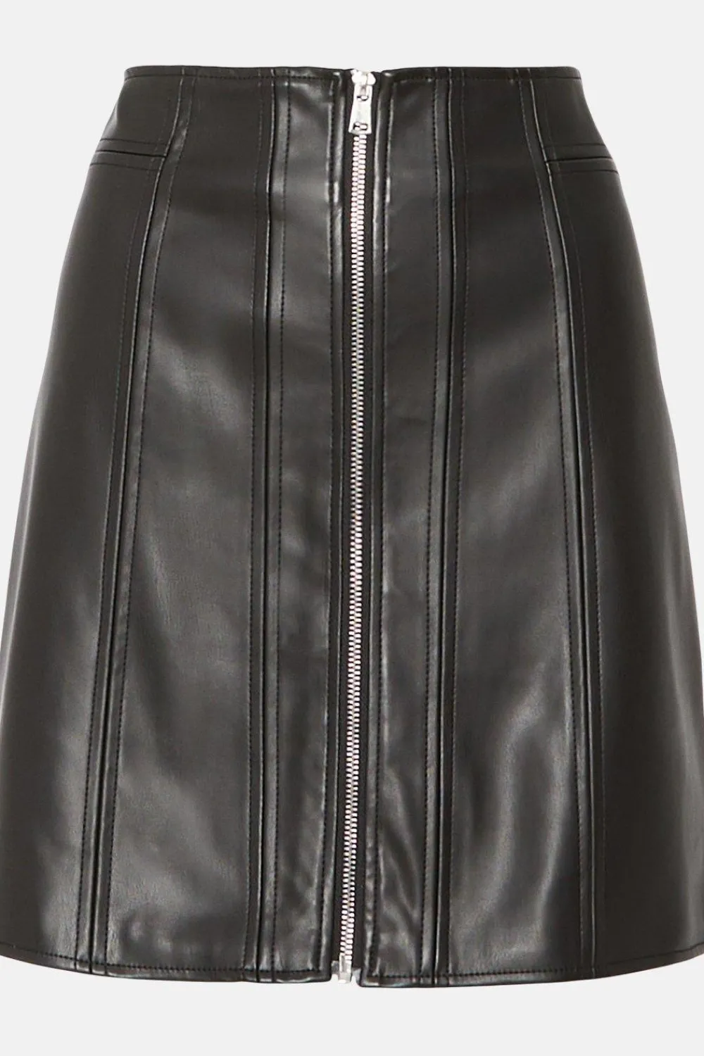 Online Oasis Faux Leather Zip Through Mini Skirt Black