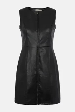 Outlet Oasis Faux Leather Zip Through Dress Black