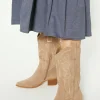 Best Oasis Faux Suede Stitch Detail Western Boot Stone