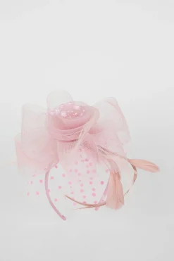Best Oasis Feather And Pearl Organza Fascinator Blush