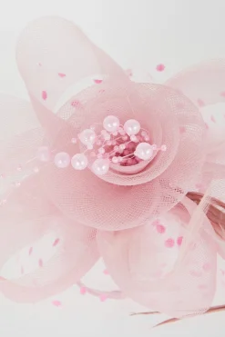 Best Oasis Feather And Pearl Organza Fascinator Blush