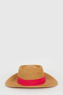 New Oasis Fedora Contrast Band Straw Hat Pink