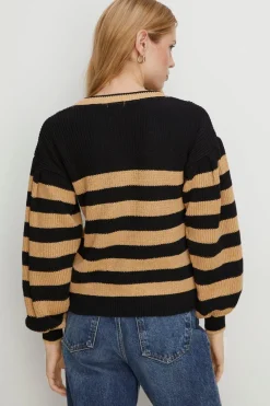 Online Oasis Fisherman Rib Volume Sleeve Bretton Jumper Navy
