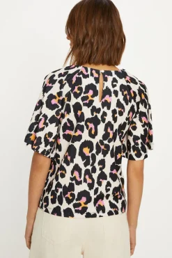 Discount Oasis Floral Angel Sleeve Crinkle Top Ivory