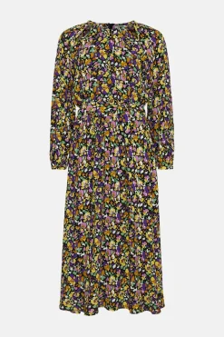 Best Oasis Floral Belted Blouson Sleeve Dress Multi