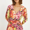 Discount Oasis Floral Crinkle Angel Sleeve Jumpsuit Pink