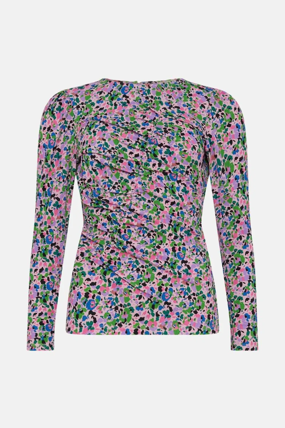 New Oasis Floral Crinkle Gathered Front Detail Top Pink