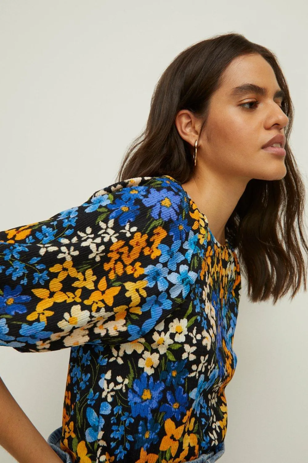 Online Oasis Floral Crinkle Puff Sleeve Top Multi