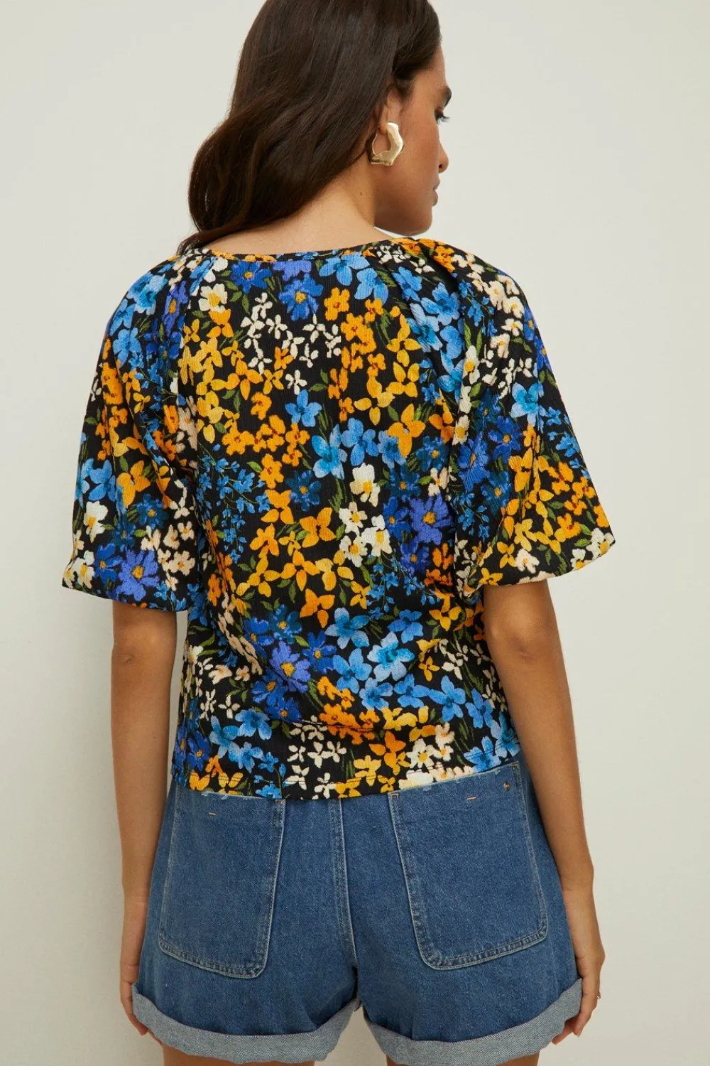 Online Oasis Floral Crinkle Puff Sleeve Top Multi