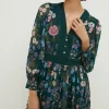 Online Oasis Floral Dobby Chiffon Lace V Neck Midi Dress Forest