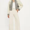 Hot Oasis Floral Embroidered Poplin Quilted Jacket Ivory