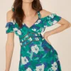 Outlet Oasis Floral Frill Lace Trim Midaxi Dress Bright Green