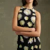New Oasis Floral Hand Embellished Halter Neck Midi Dress Black