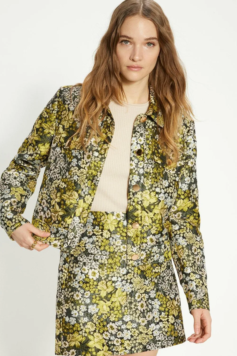 Clearance Oasis Floral Jacquard Aline Mini Skirt Multi