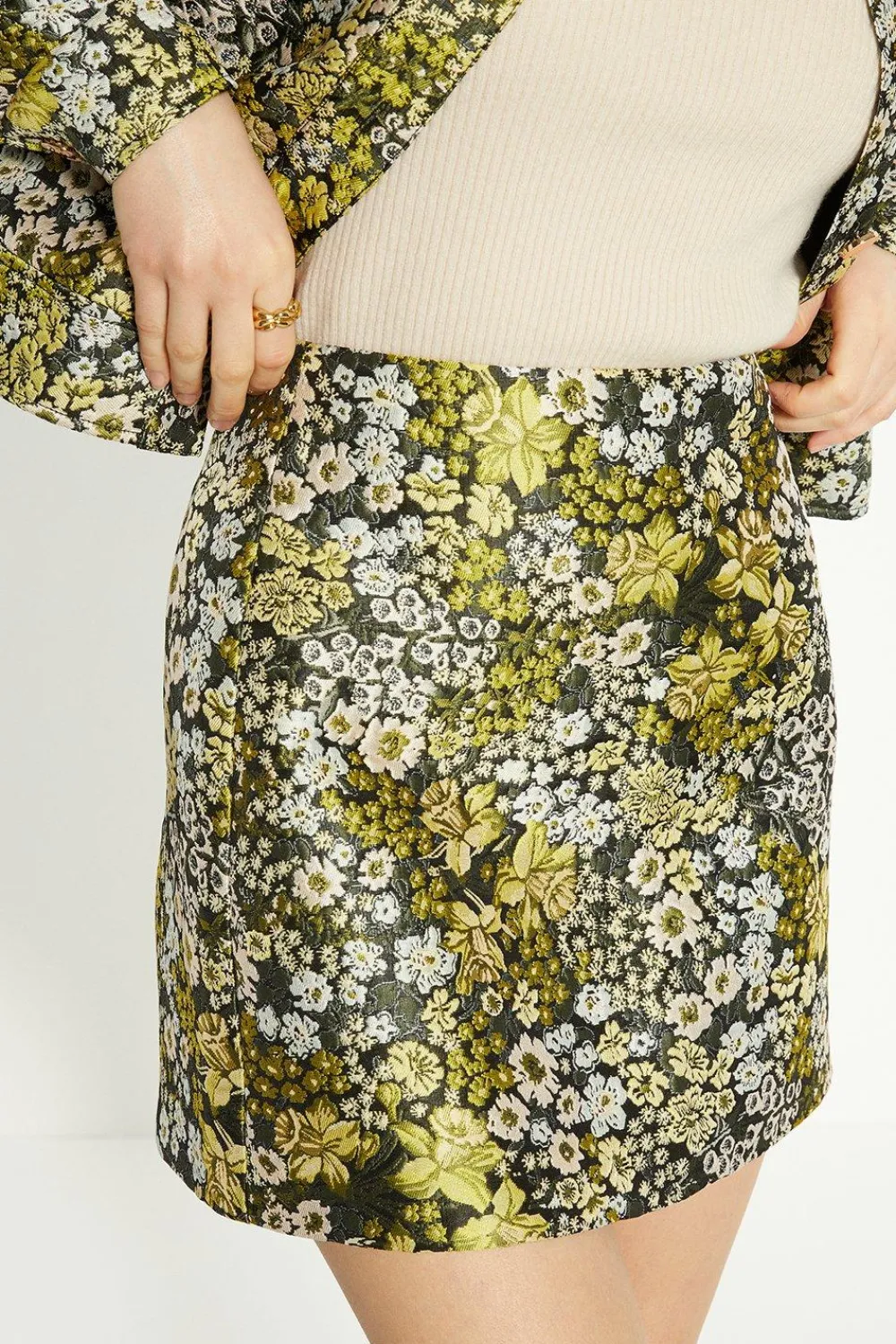 Clearance Oasis Floral Jacquard Aline Mini Skirt Multi