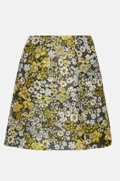 Clearance Oasis Floral Jacquard Aline Mini Skirt Multi