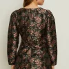 Fashion Oasis Floral Jacquard Belted Shift Dress Black