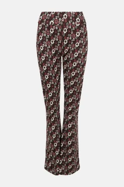 Sale Oasis Floral Jacquard Flare Trouser Pink